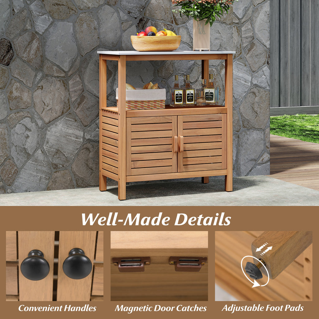 Outdoor Potting Bench Acacia Wood Garden Table Planting Work Station