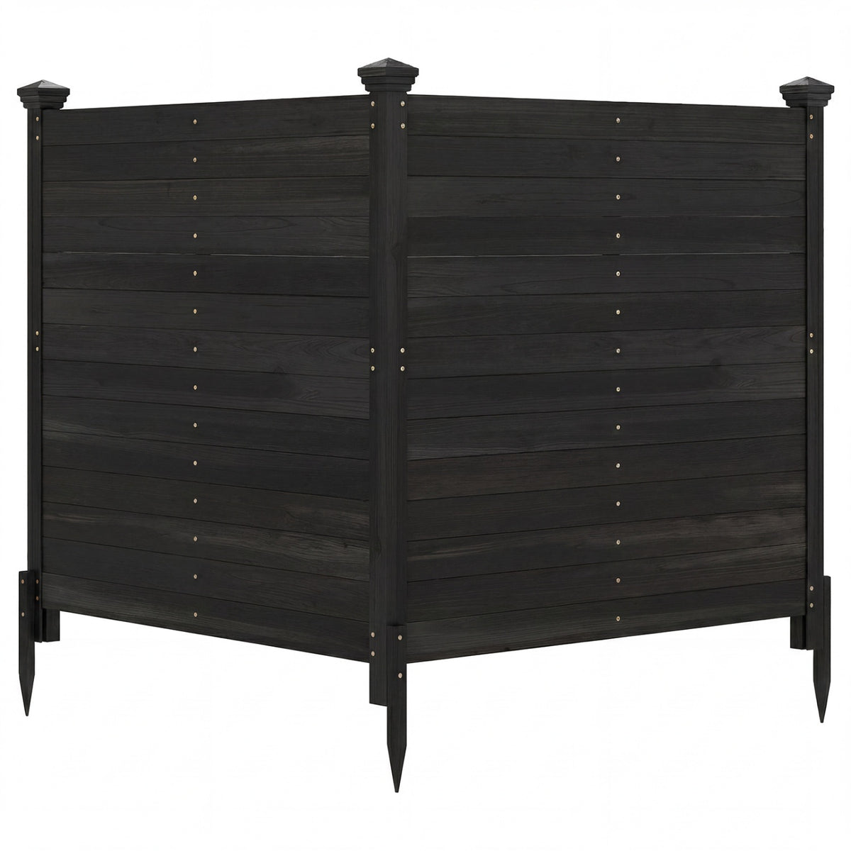 Outdoor Privacy Fence Panel for Air Conditioner - 2 Black Wooden Slats