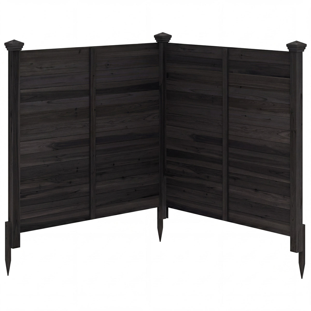 Outdoor Privacy Fence Panel for Air Conditioner - 2 Black Wooden Slats