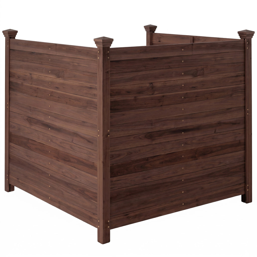 3-Panel Outdoor Privacy Fence for Air Conditioner - Brown, Rustic Wood