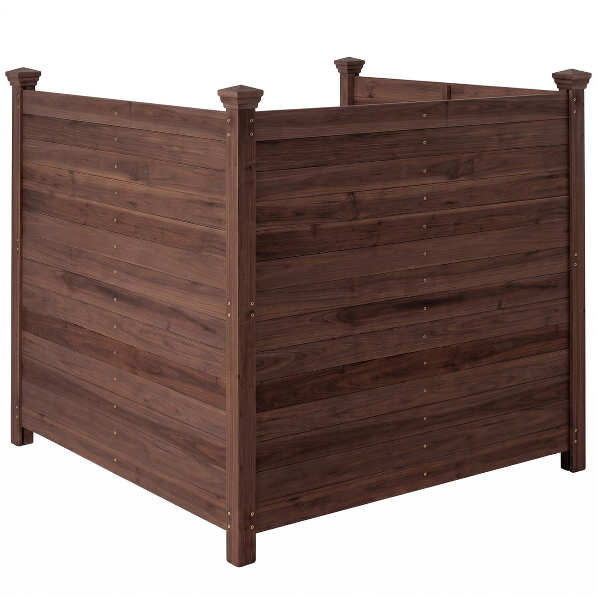 3-Panel Outdoor Privacy Fence for Air Conditioner - Brown, Rustic Wood