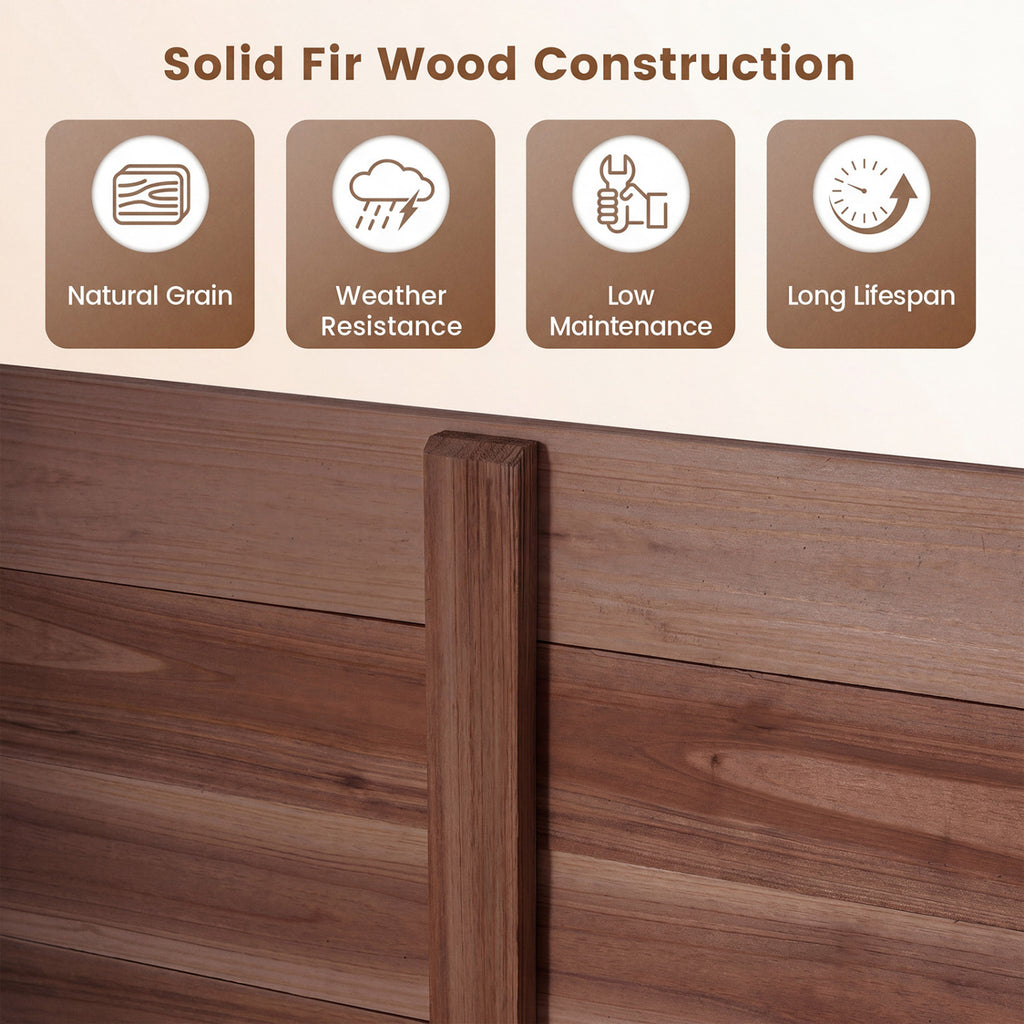3-Panel Outdoor Privacy Fence for Air Conditioner - Brown, Rustic Wood