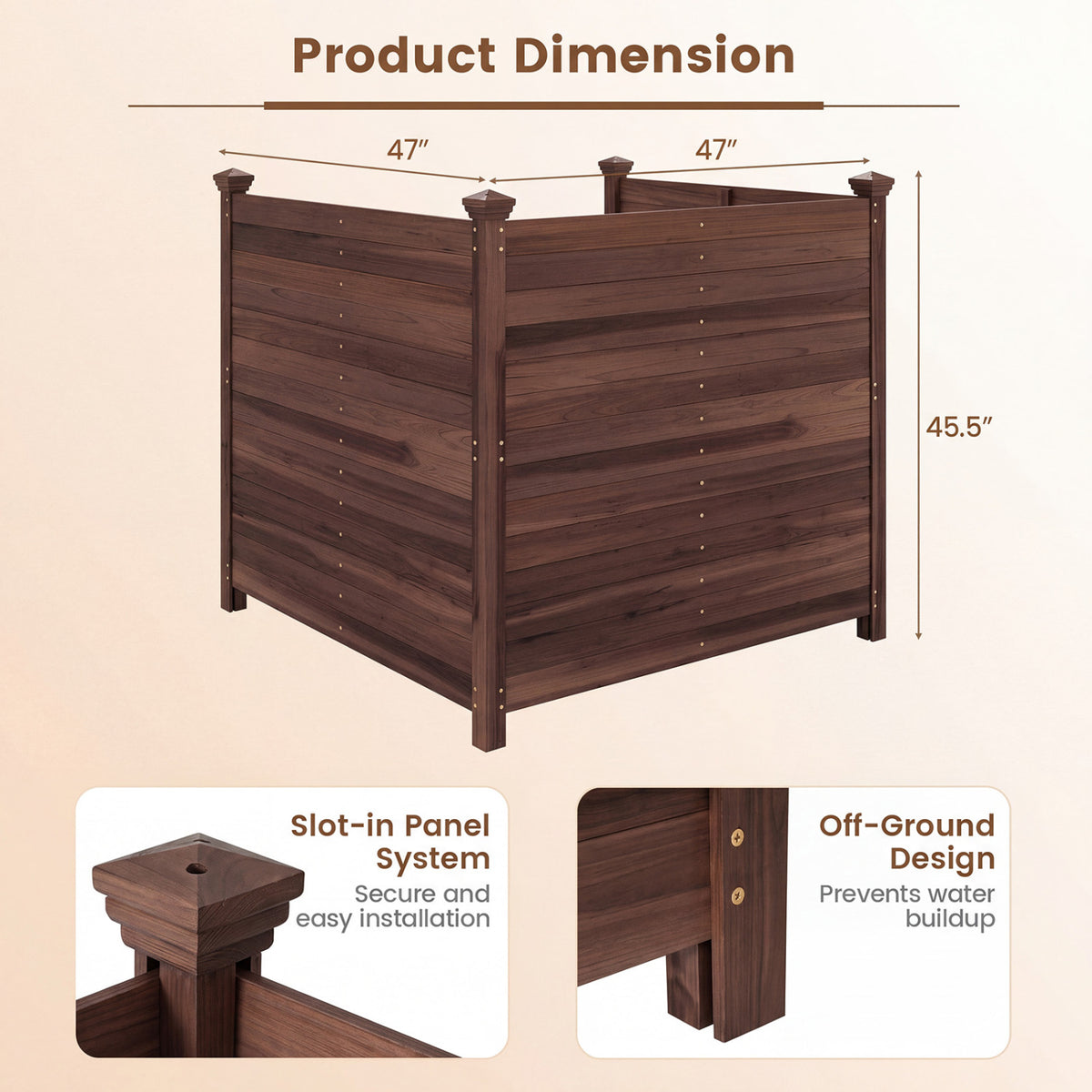 3-Panel Outdoor Privacy Fence for Air Conditioner - Brown, Rustic Wood