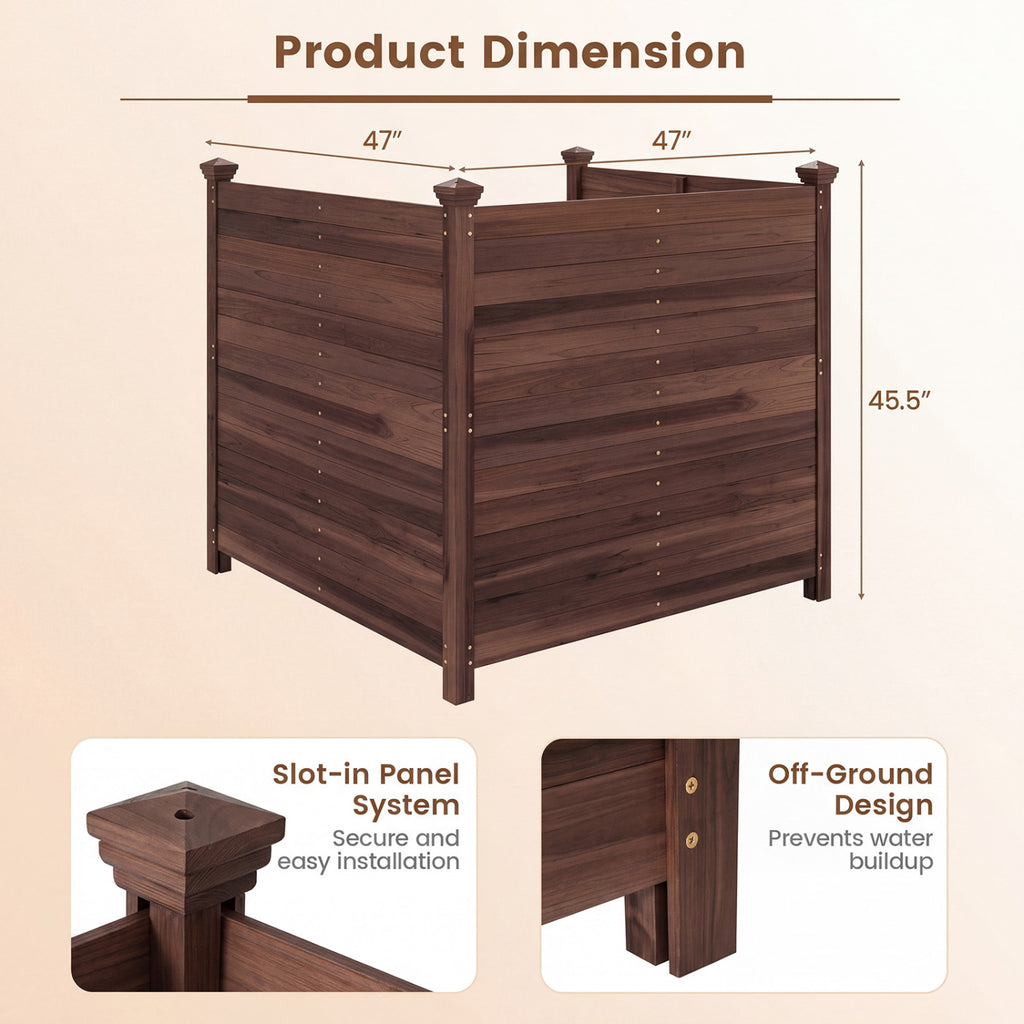 3-Panel Outdoor Privacy Fence for Air Conditioner - Brown, Rustic Wood