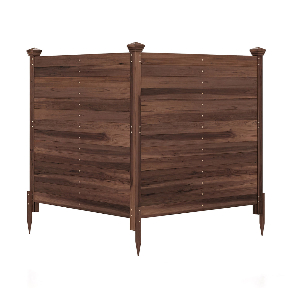 Outdoor Privacy Fence Panel for Air Conditioner - 2 Brown Wooden Sections