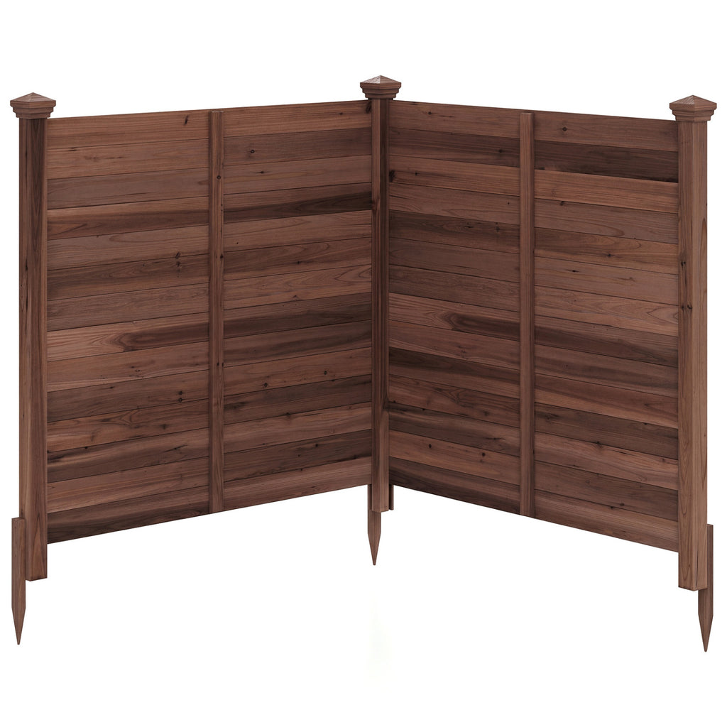 Outdoor Privacy Fence Panel for Air Conditioner - 2 Brown Wooden Sections