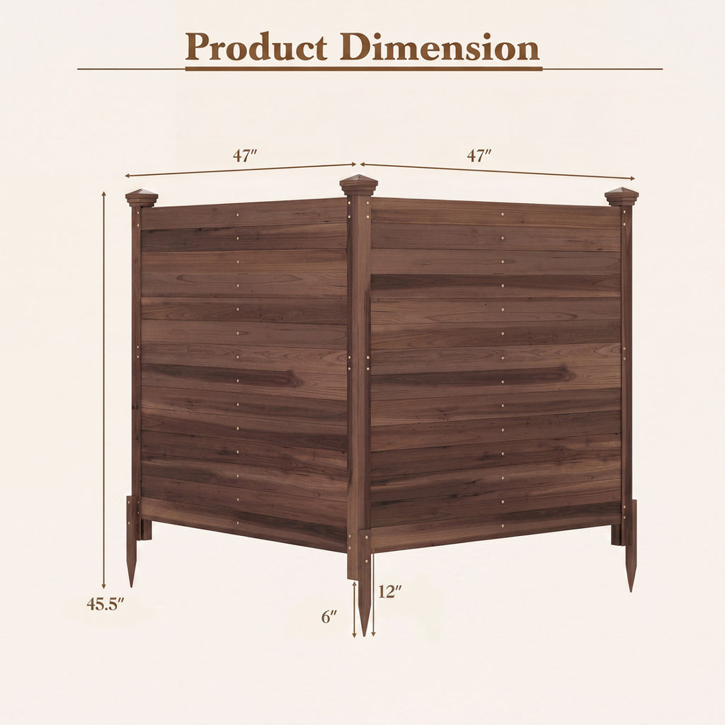Outdoor Privacy Fence Panel for Air Conditioner - 2 Brown Wooden Sections