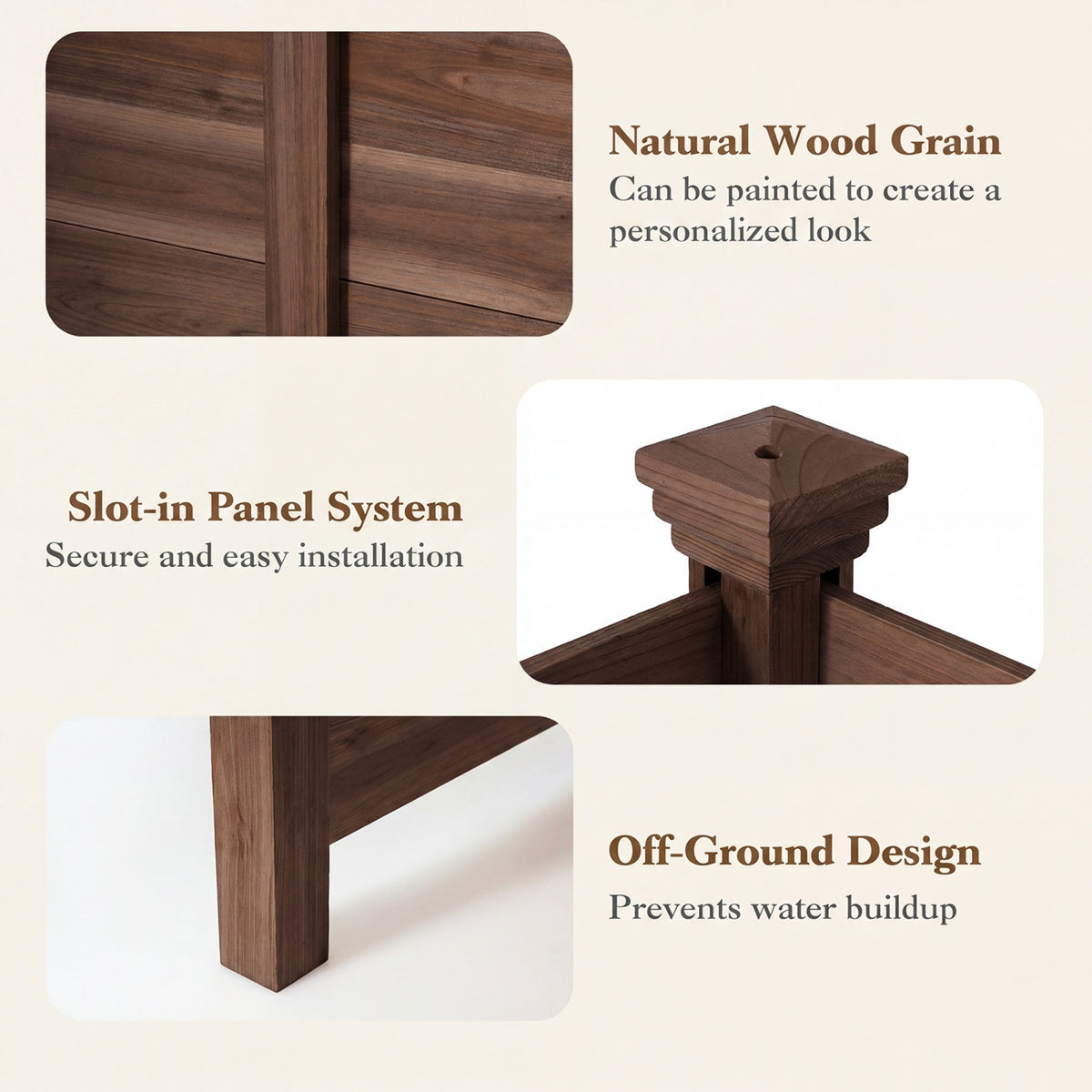 Outdoor Privacy Fence for Air Conditioner - 2 Brown Fir Wood Panels with Stakes