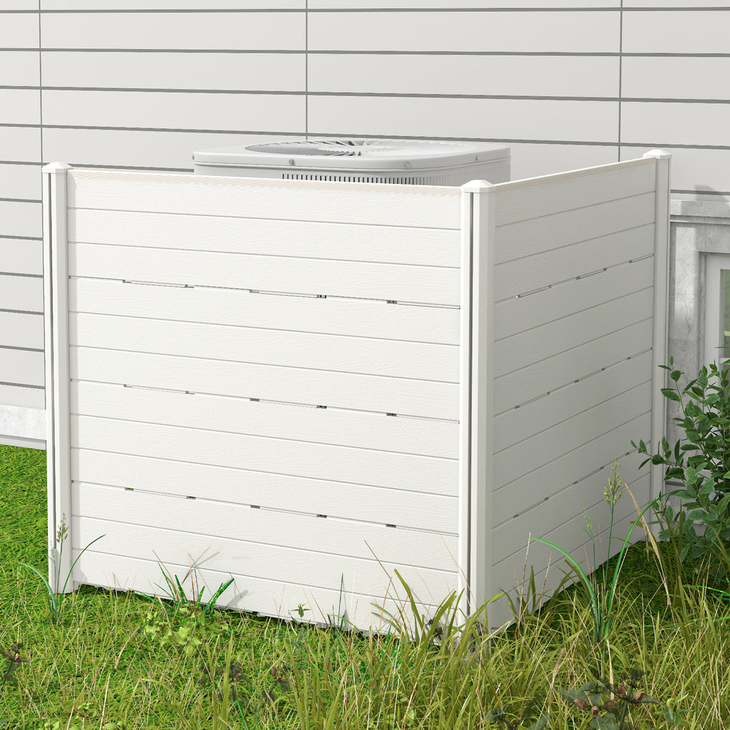 2-Panel Outdoor Privacy Fence Screen with 5 Ground Stakes - White 48x46 Inch