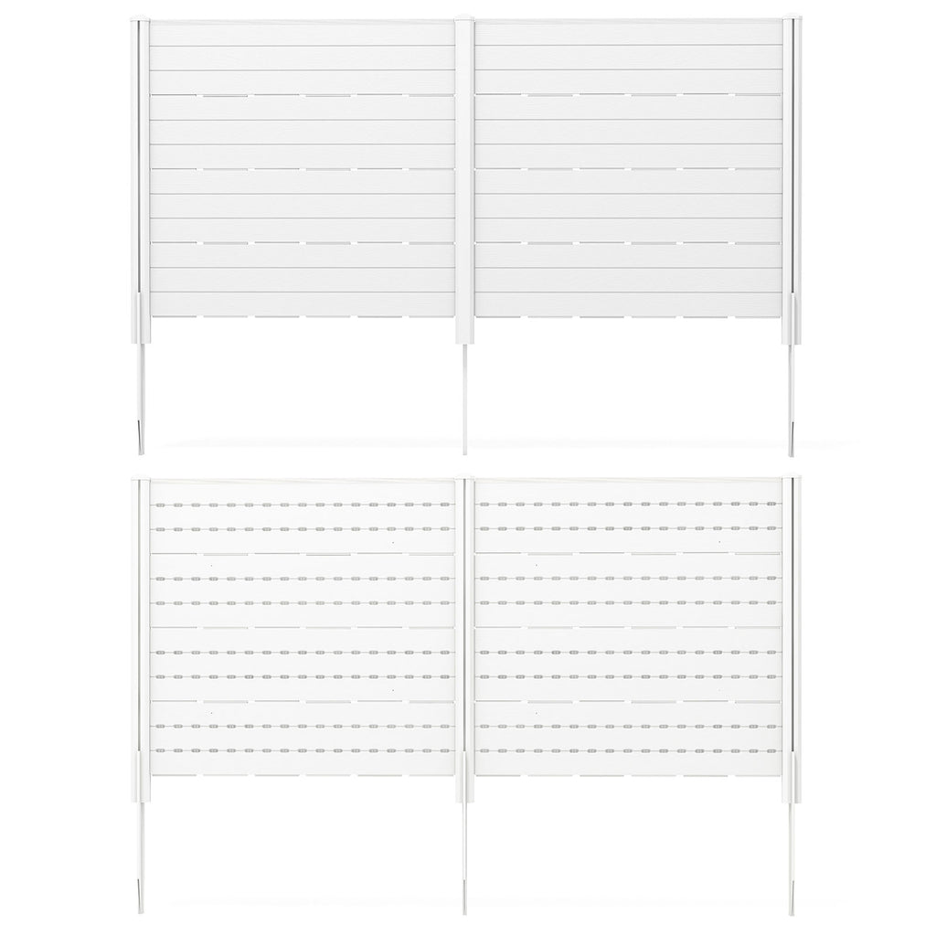 2-Panel Outdoor Privacy Fence Screen with 5 Ground Stakes - White 48x46 Inch