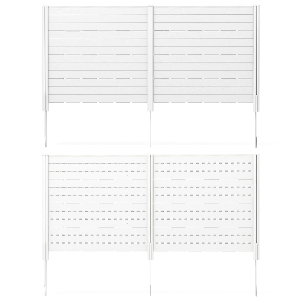 2-Panel Outdoor Privacy Fence Screen with 5 Ground Stakes - White 48x46 Inch