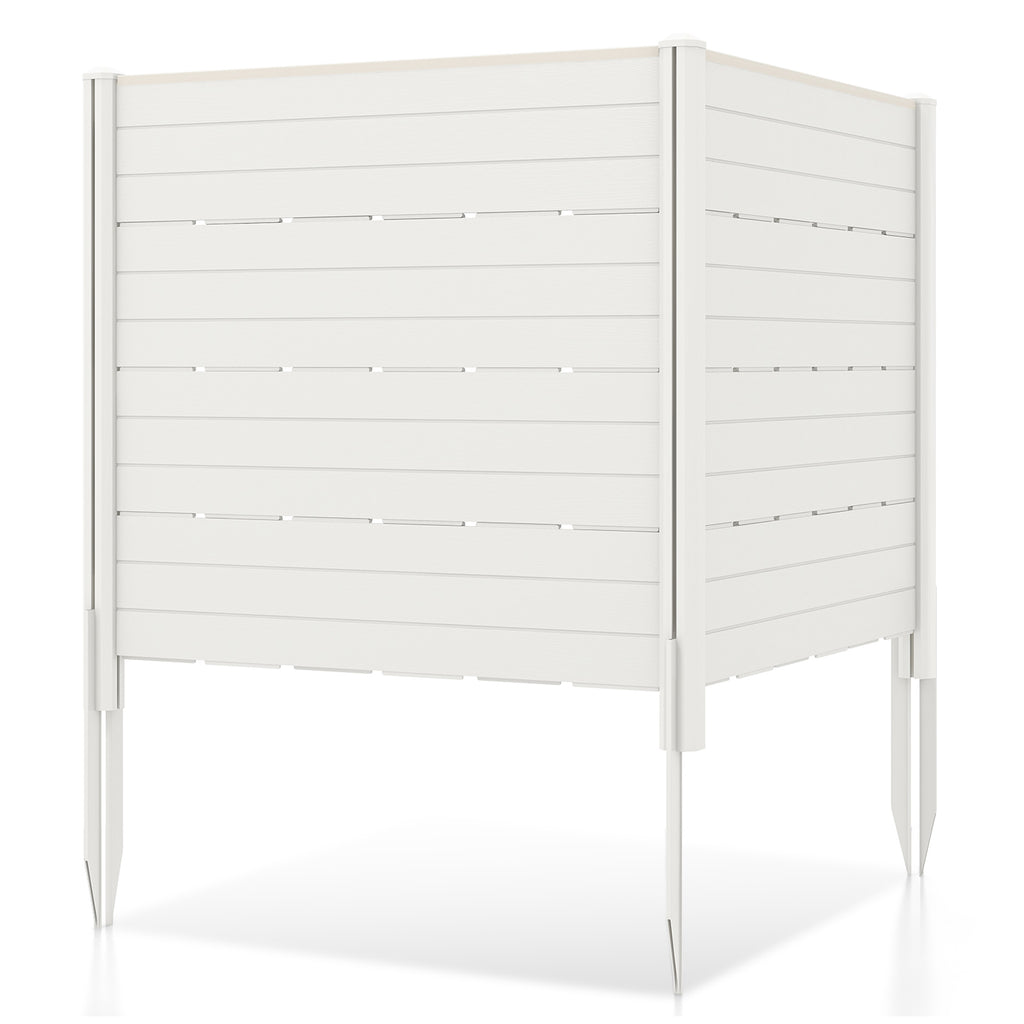 2-Panel Outdoor Privacy Fence Screen with 5 Ground Stakes - White 48x46 Inch