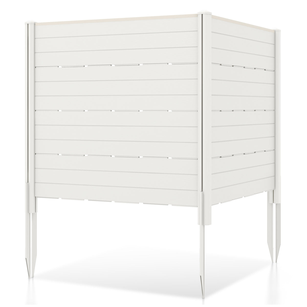 2-Panel Outdoor Privacy Fence Screen with 5 Ground Stakes - White 48x46 Inch