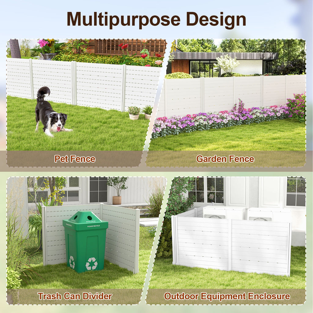 2-Panel Outdoor Privacy Fence Screen with 5 Ground Stakes - White 48x46 Inch