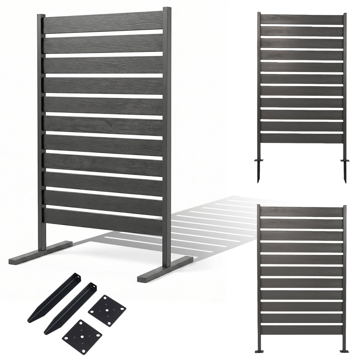 Outdoor Privacy Fence Screen for Backyard Pool Lawn - Gray, Set of 1