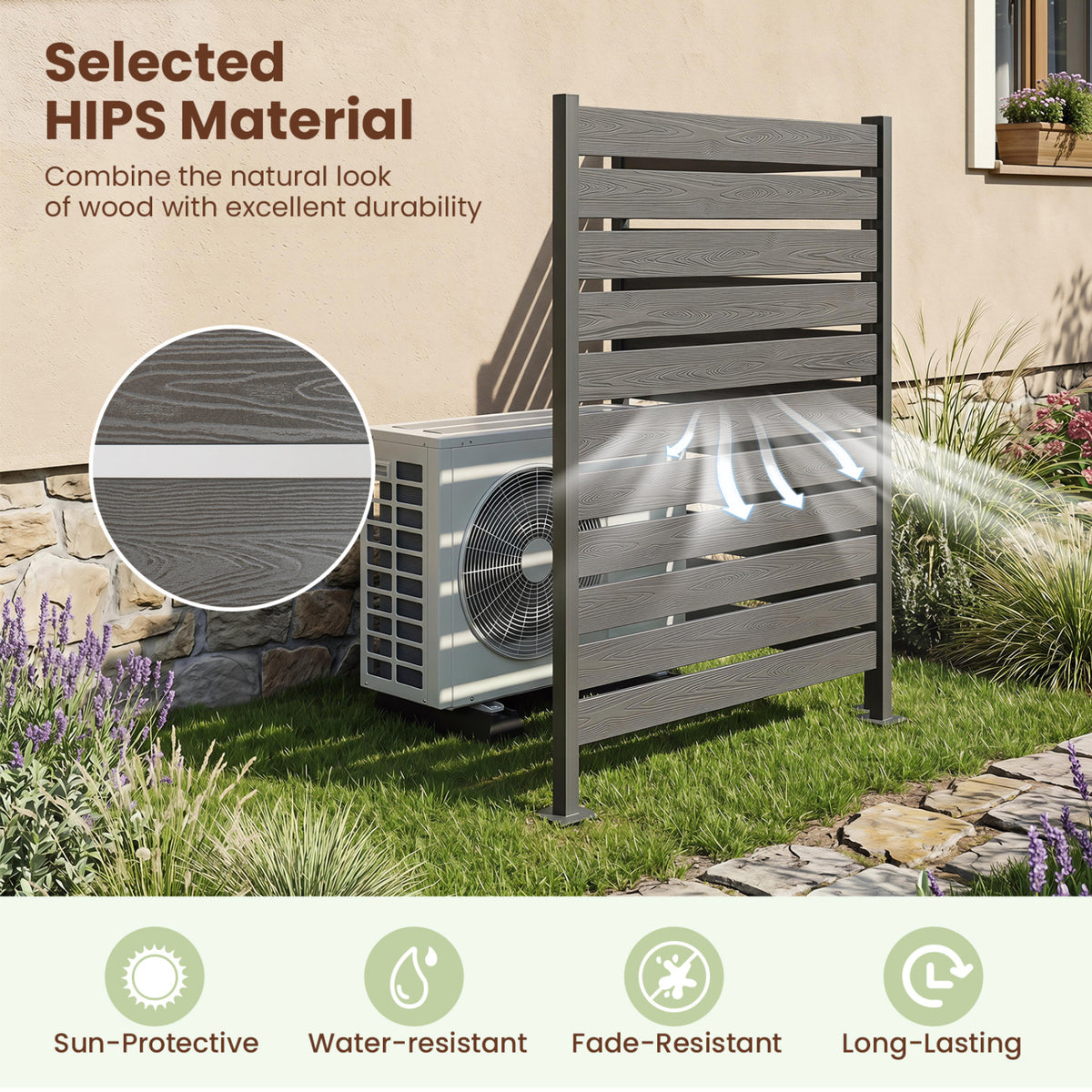 Outdoor Privacy Fence Screen for Backyard Pool Lawn - Gray, Set of 1