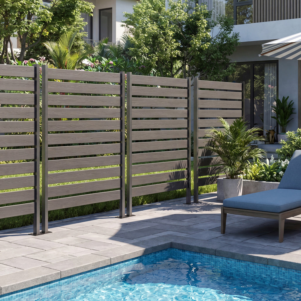 Outdoor Privacy Fence Screen for Backyard Pool Lawn - Gray, Set of 1