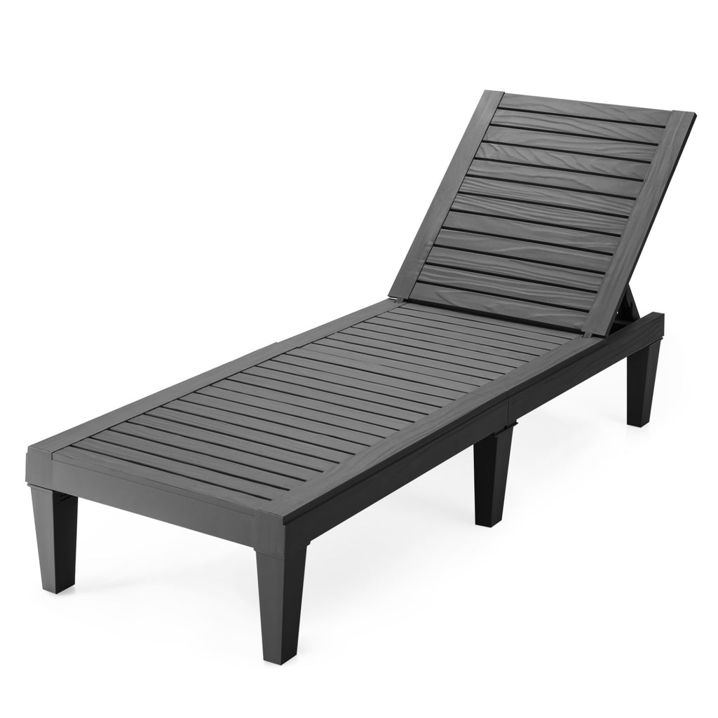 Outdoor Chaise Lounge Chair 5-Position Adjustable Backrest - Black