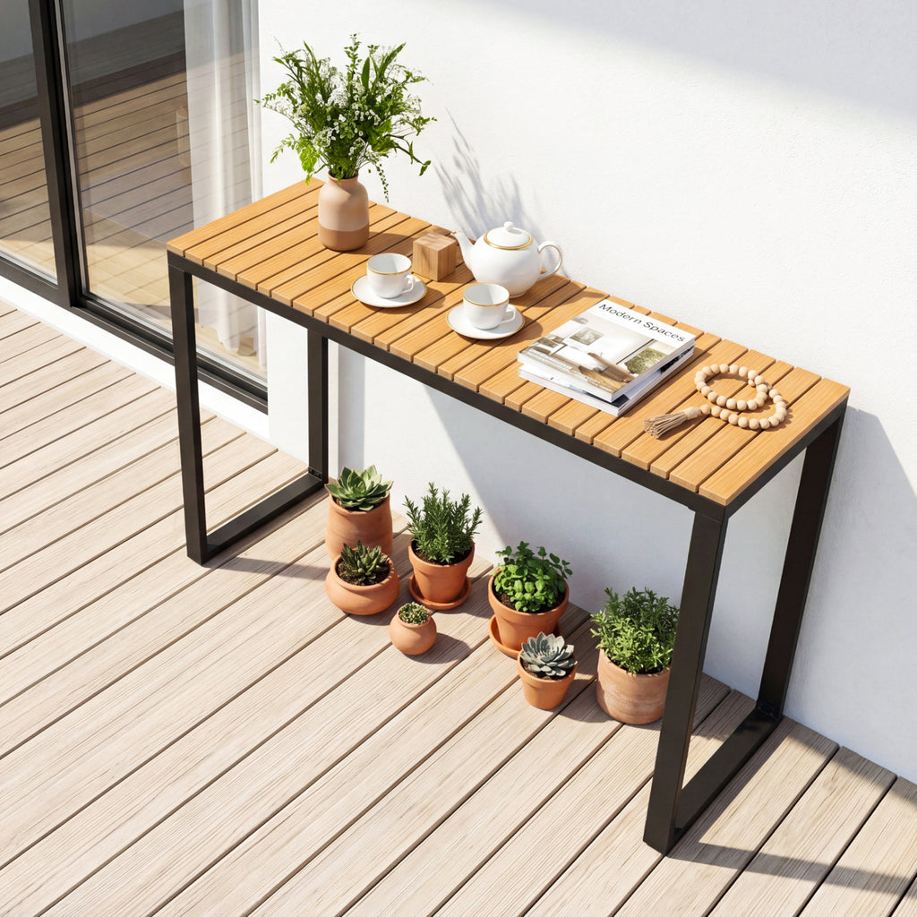 Outdoor Rectangle Console Table - Acacia Wood Tabletop