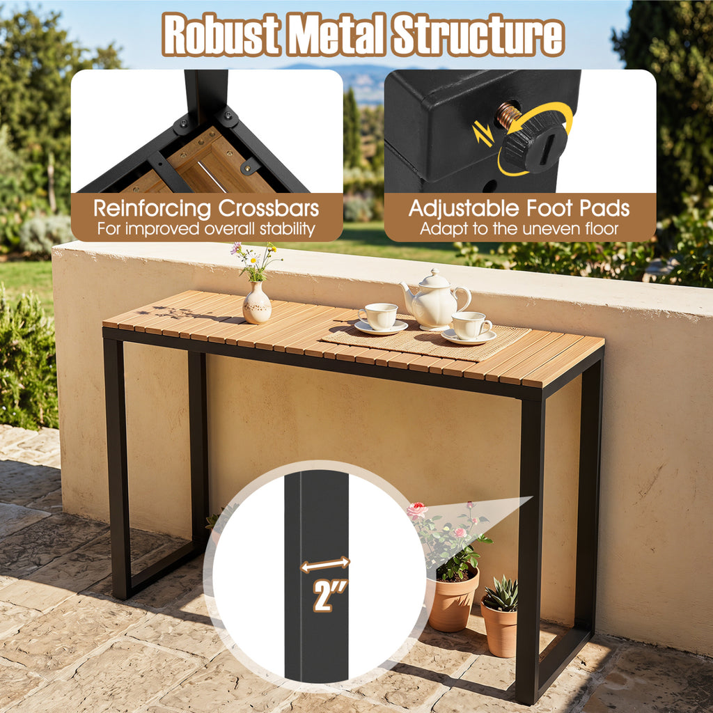 Outdoor Rectangle Console Table - Acacia Wood Tabletop