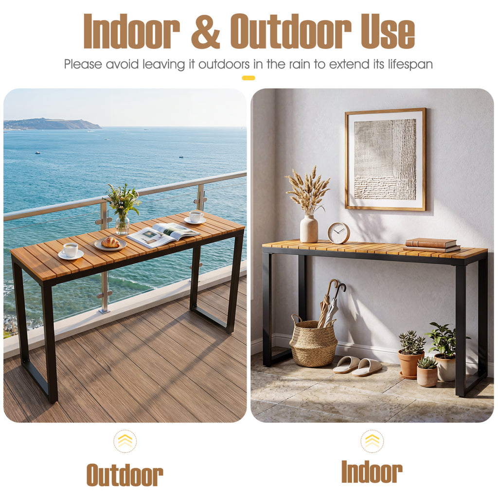 Outdoor Rectangle Console Table - Acacia Wood Tabletop