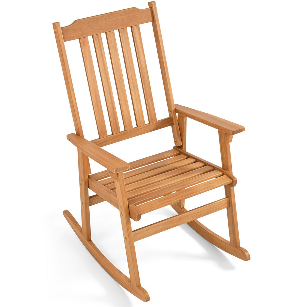 Rocking Chair with Solid Wooden Frame for Garden and Patio
