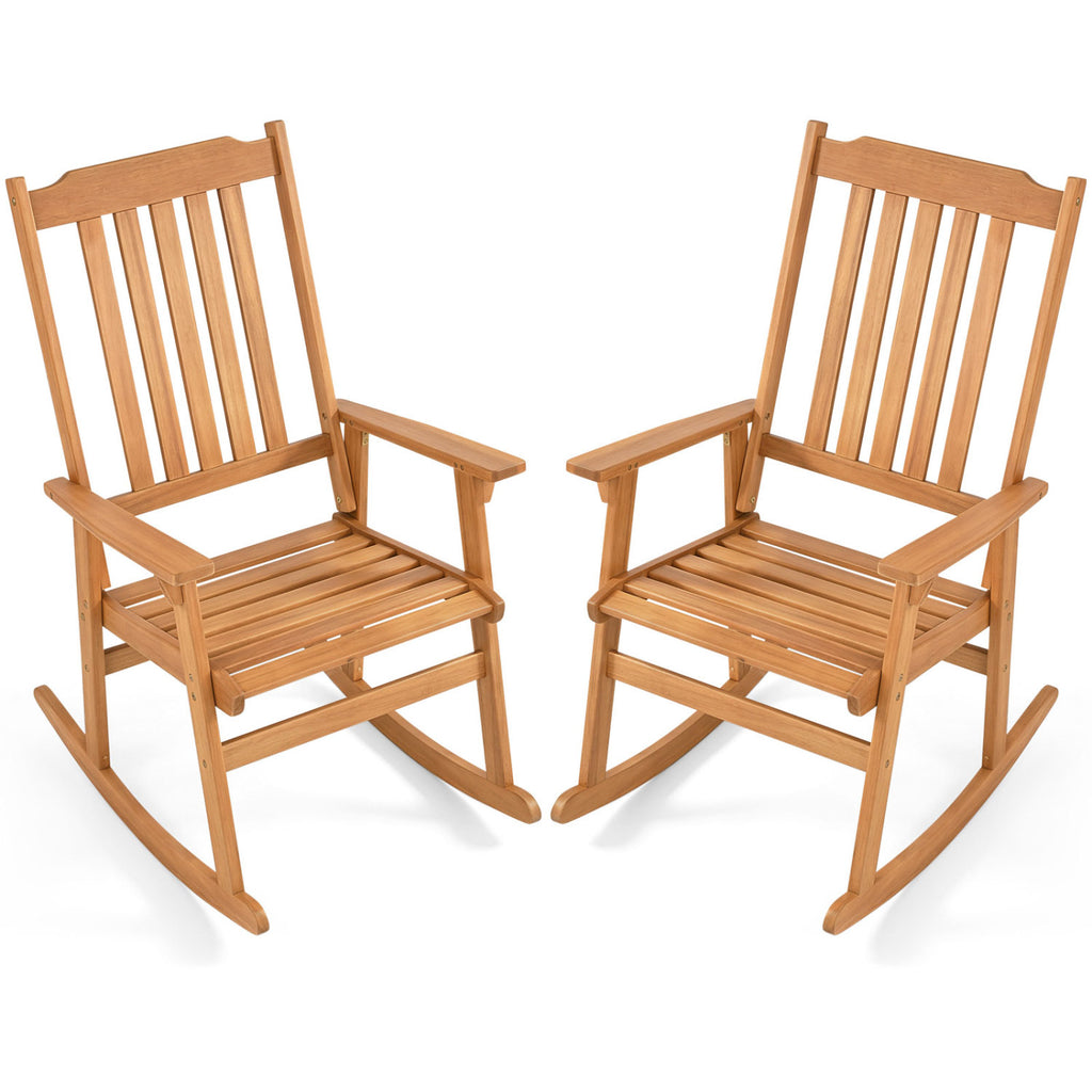 Rocking Chair with Solid Wooden Frame for Garden and Patio