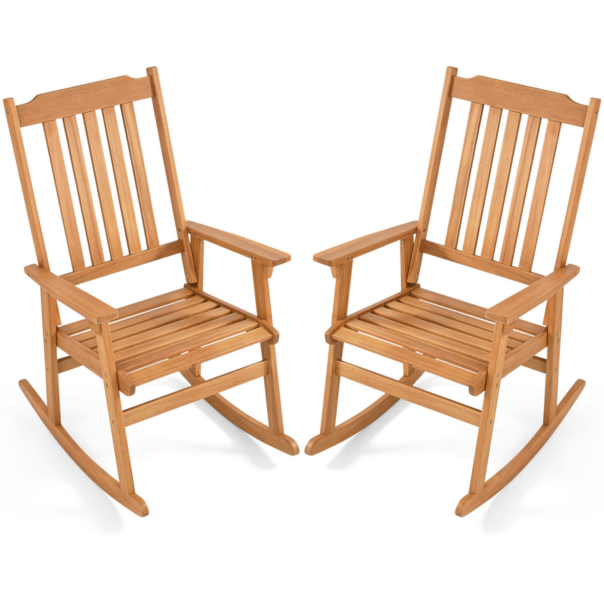 Rocking Chair with Solid Wooden Frame for Garden and Patio