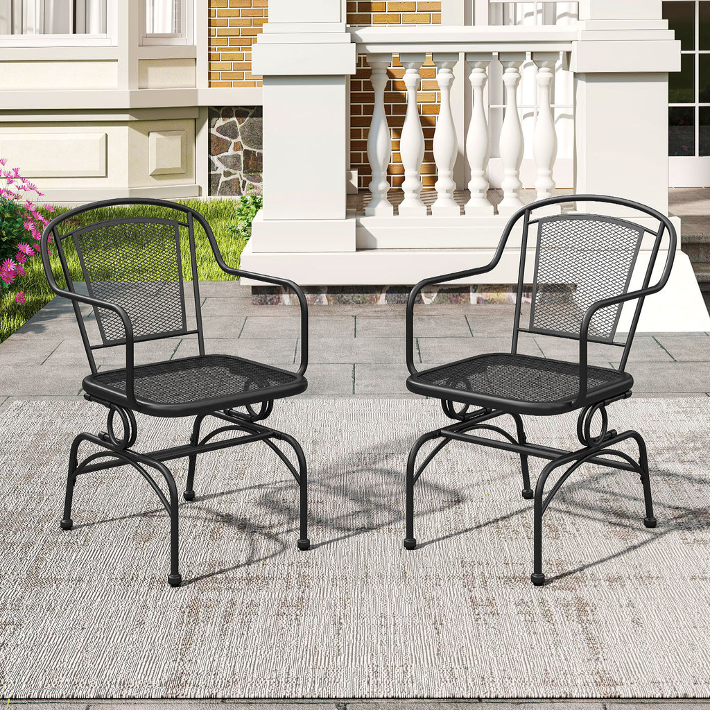Outdoor Rocking Chair Set of 2 with Mesh Backrest and Seat for Yard
