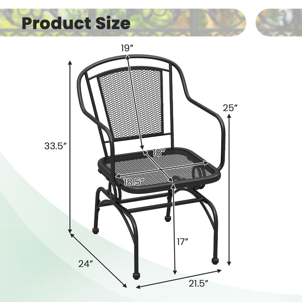 Outdoor Rocking Chair Set of 2 with Mesh Backrest and Seat for Yard
