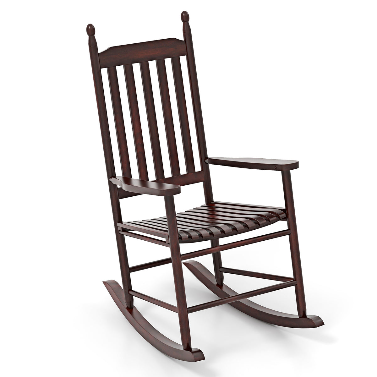 High-Back Acacia Wood Outdoor Rocking Chair with Solid Base