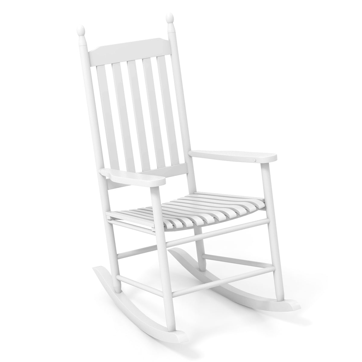High-Back Acacia Wood Outdoor Rocking Chair with Solid Base