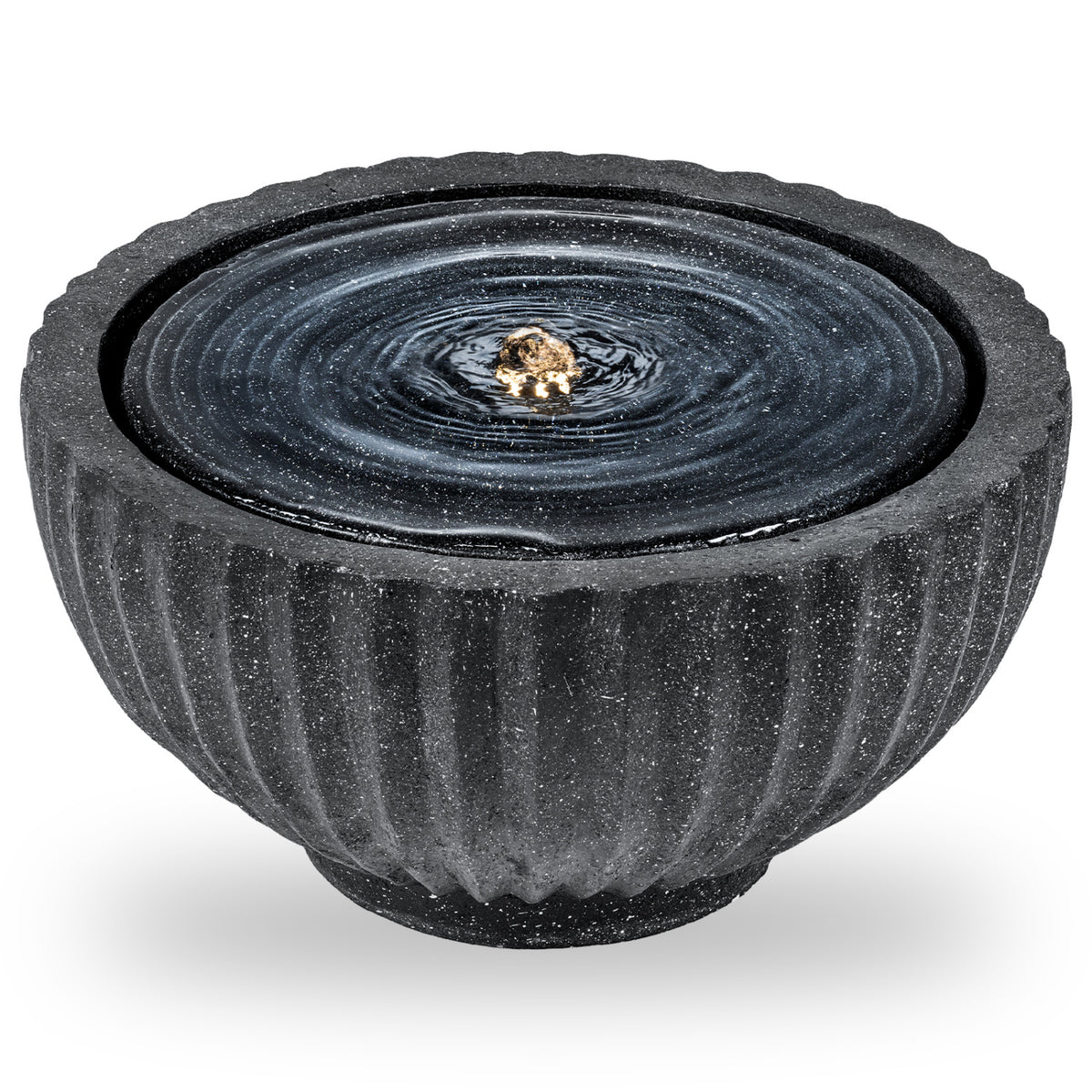 Outdoor 9.5 Inch Round Sphere Water Fountain with LED Lights & Pump