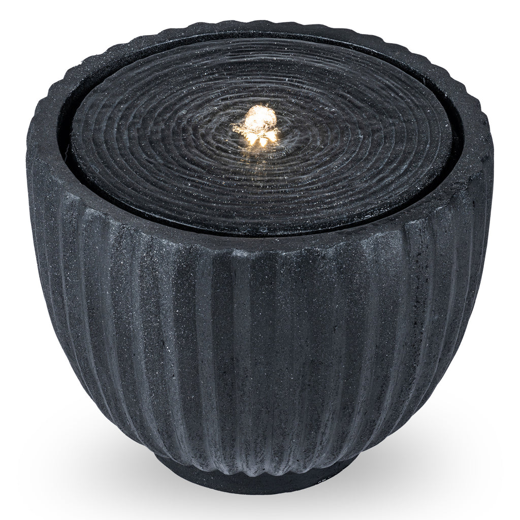 Outdoor Water Fountain Sphere with Pump 14 Inch - Garden Decor with LED Lights