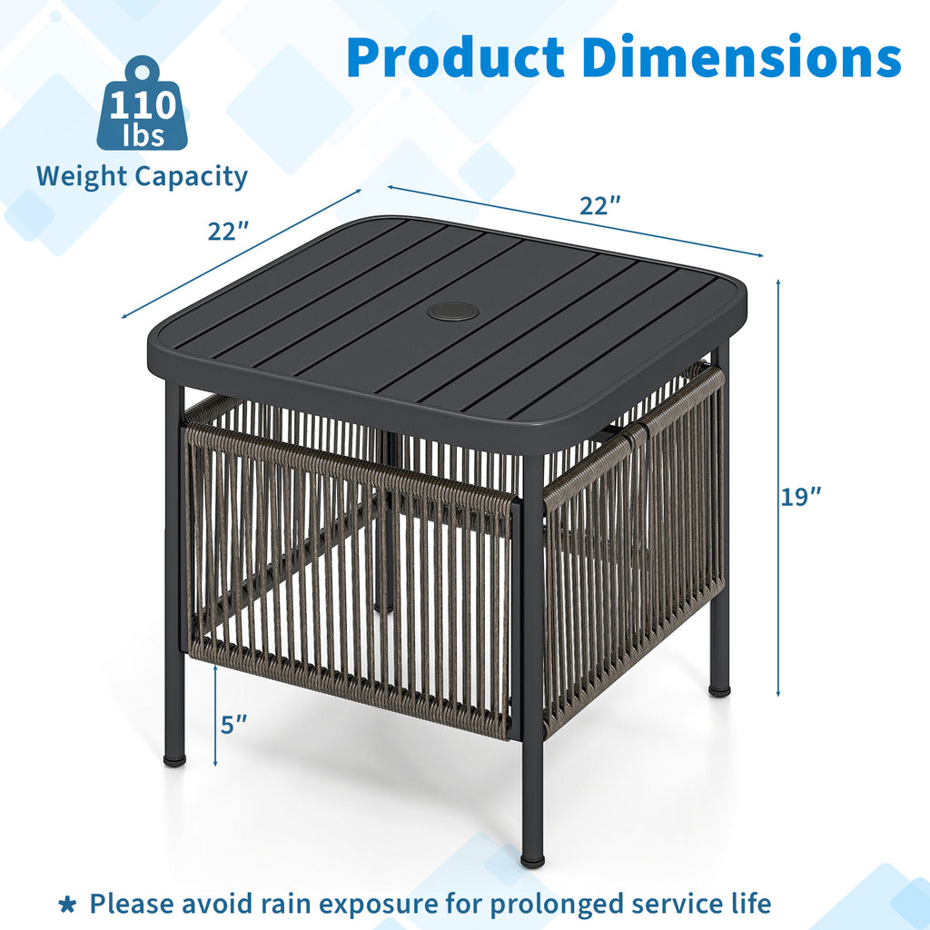Outdoor Side Table with Umbrella Hole & Storage Shelf - Style 6