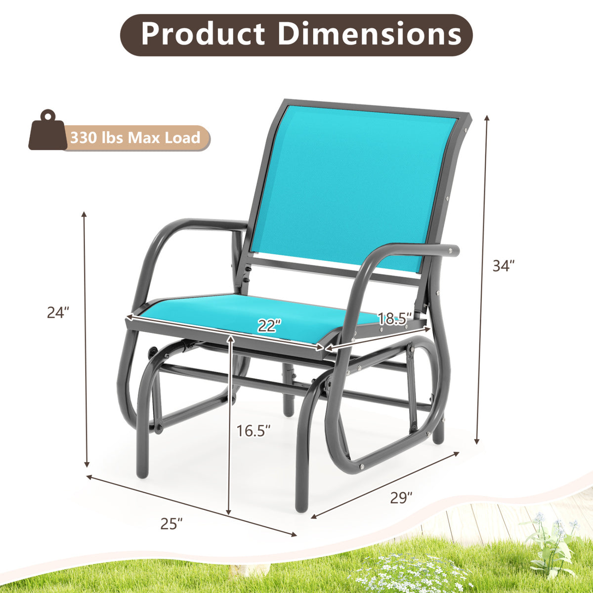 Outdoor Single Swing Glider Rocking Chair with Armrest