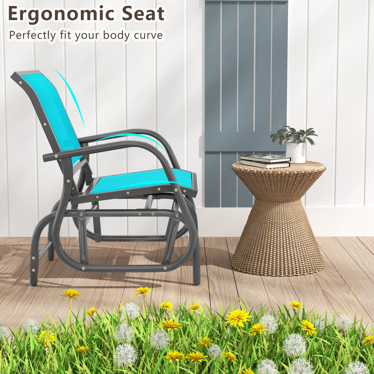 Outdoor Single Swing Glider Rocking Chair with Armrest