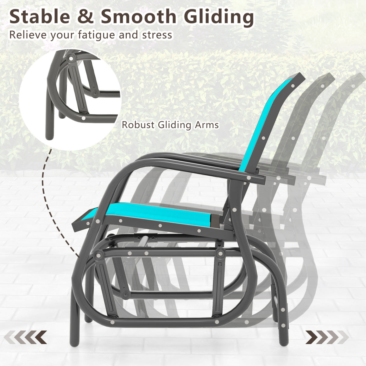 Outdoor Single Swing Glider Rocking Chair with Armrest