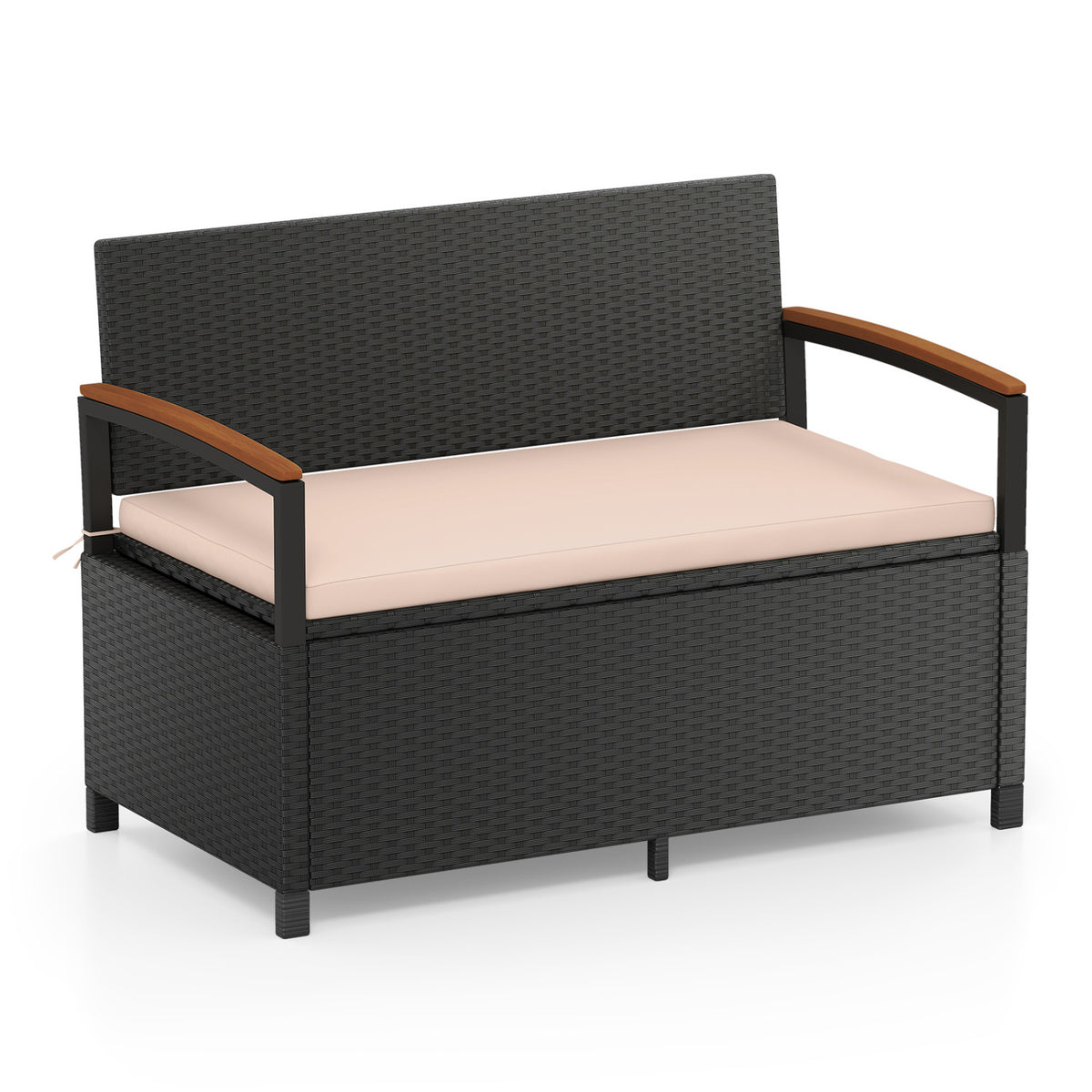 Outdoor Storage Bench with Cushion - Gray
