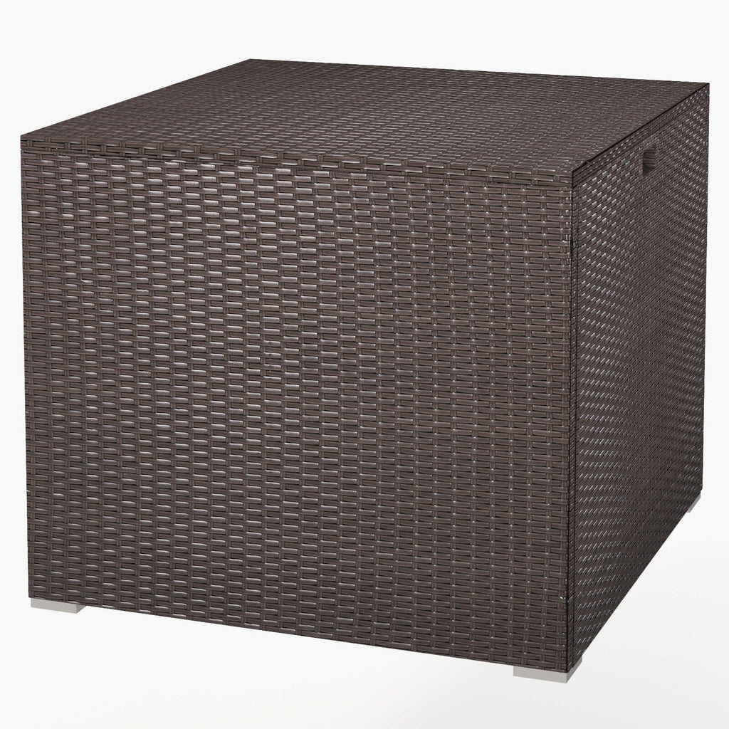 72 Gallon Rattan Outdoor Storage Box with Zippered Liner and Solid