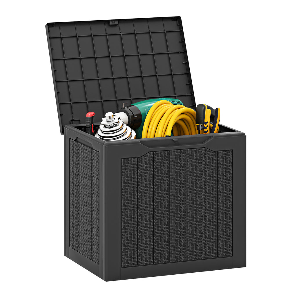 25-Gallon Outdoor Storage Box with Lockable Lid - Black