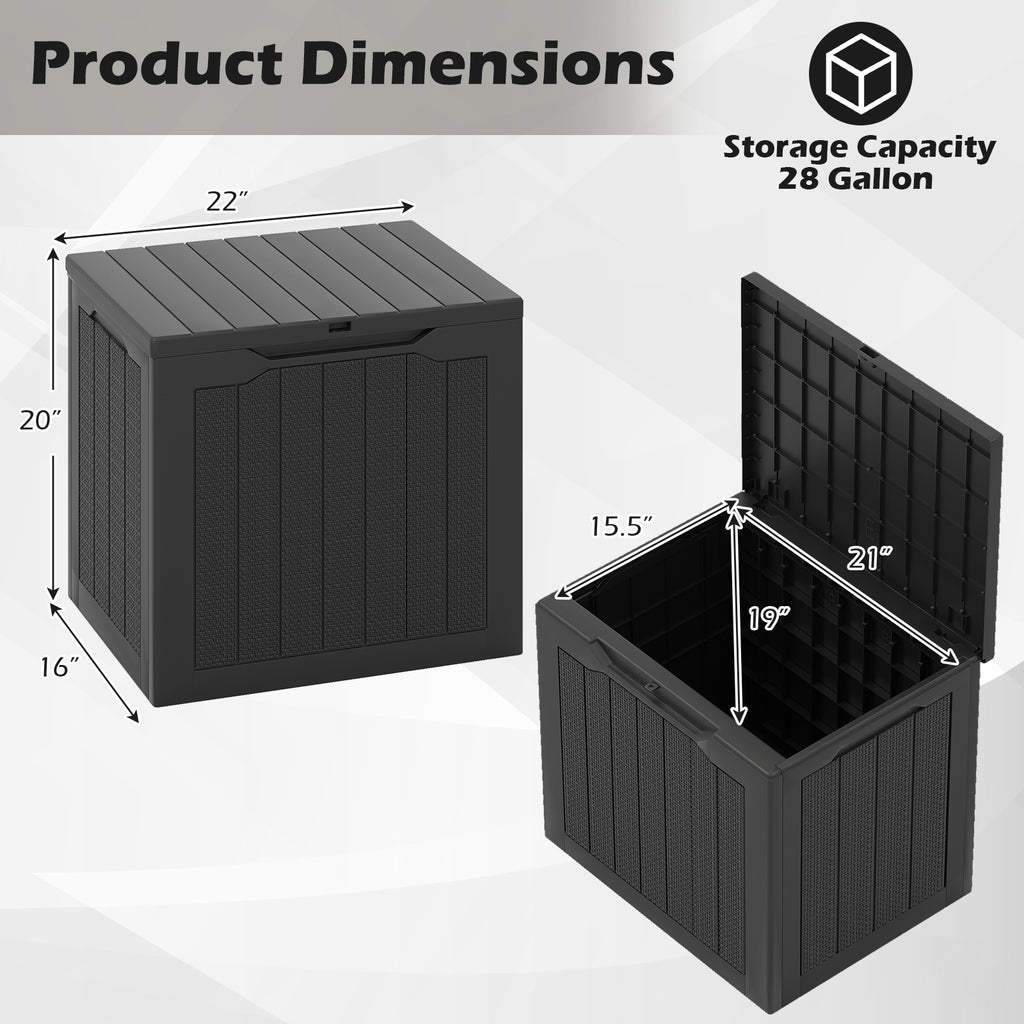 25-Gallon Outdoor Storage Box with Lockable Lid - Black