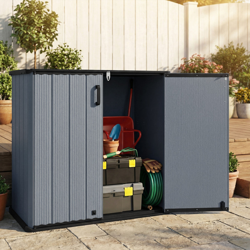 Outdoor 23.5 Cu.ft All-Weather Storage Box with Floor Lockable Door