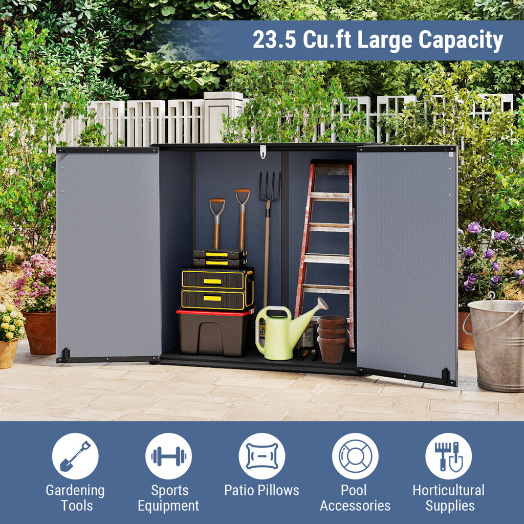 Outdoor 23.5 Cu.ft All-Weather Storage Box with Floor Lockable Door