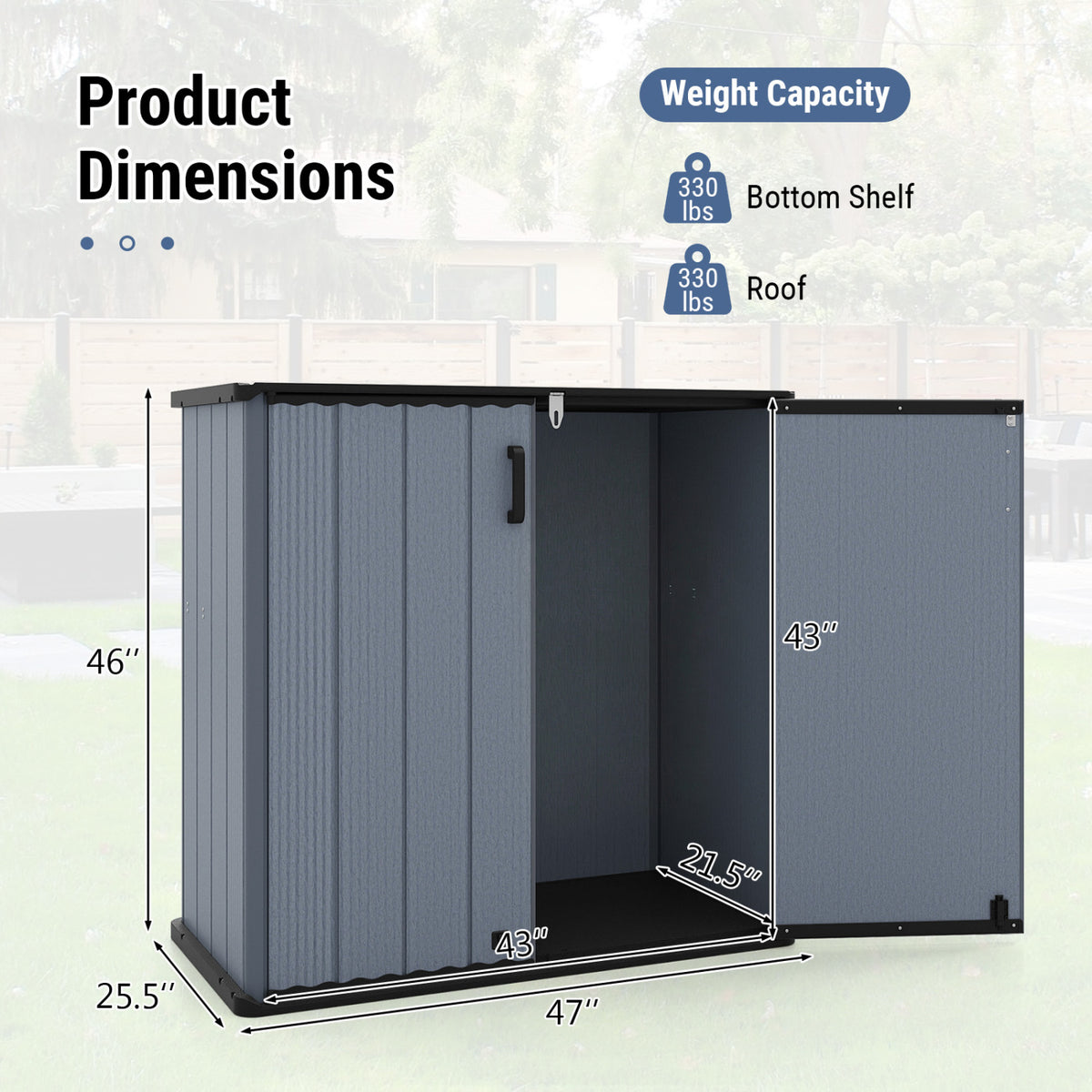 Outdoor 23.5 Cu.ft All-Weather Storage Box with Floor Lockable Door
