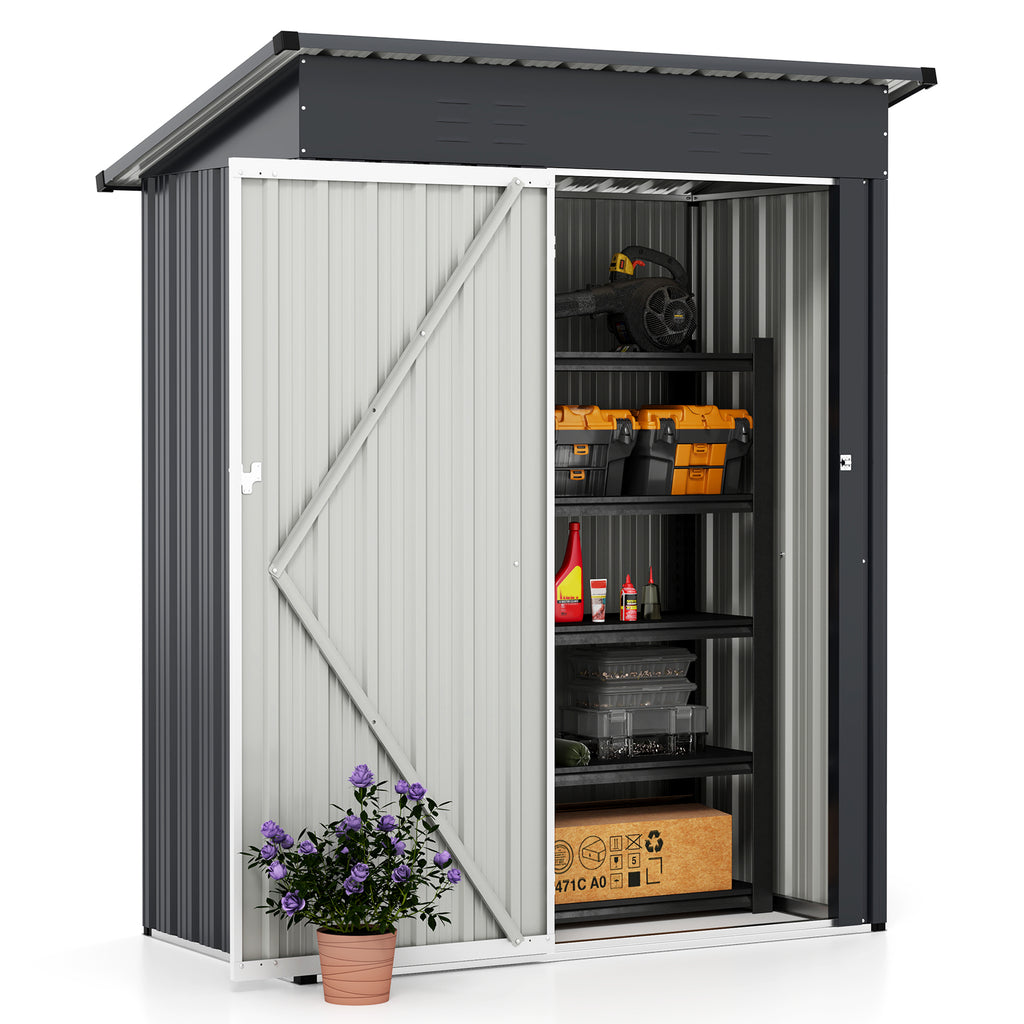 5 x 3 Feet Outdoor Storage Shed with Sloped Roof and Lockable Door
