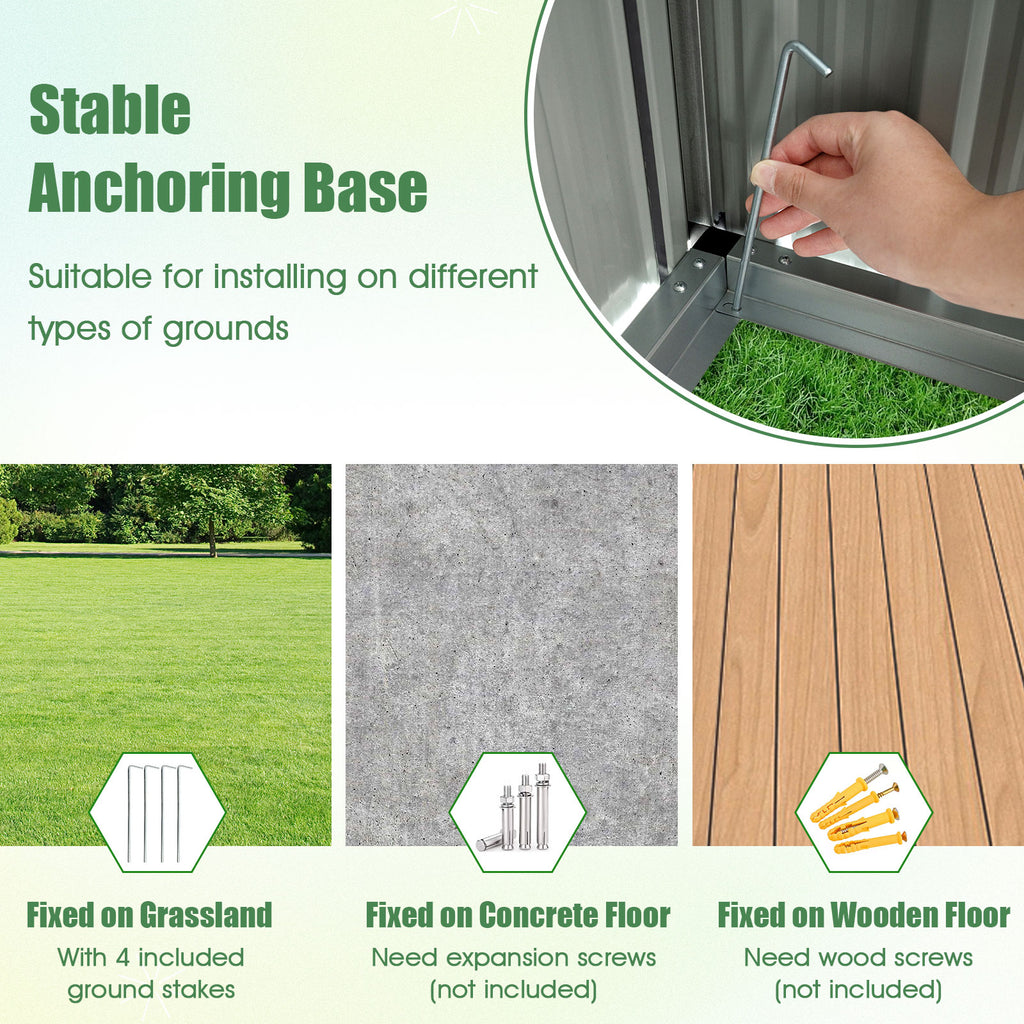 5 x 3 Feet Outdoor Storage Shed with Sloped Roof and Lockable Door