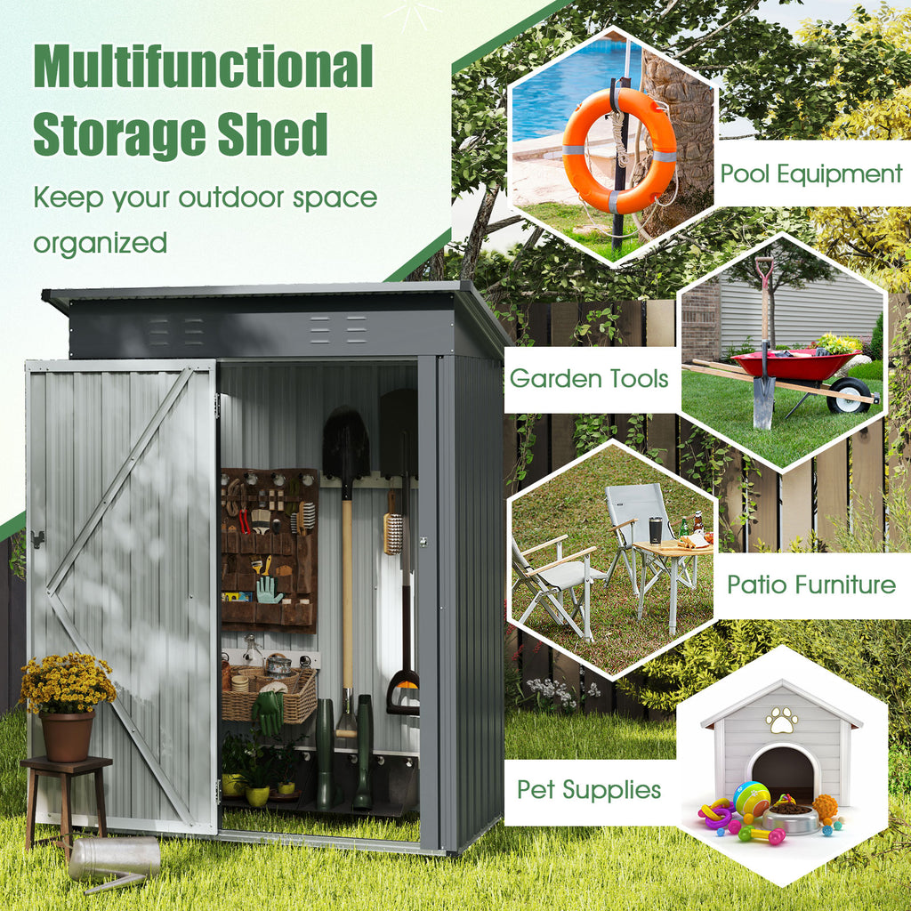5 x 3 Feet Outdoor Storage Shed with Sloped Roof and Lockable Door