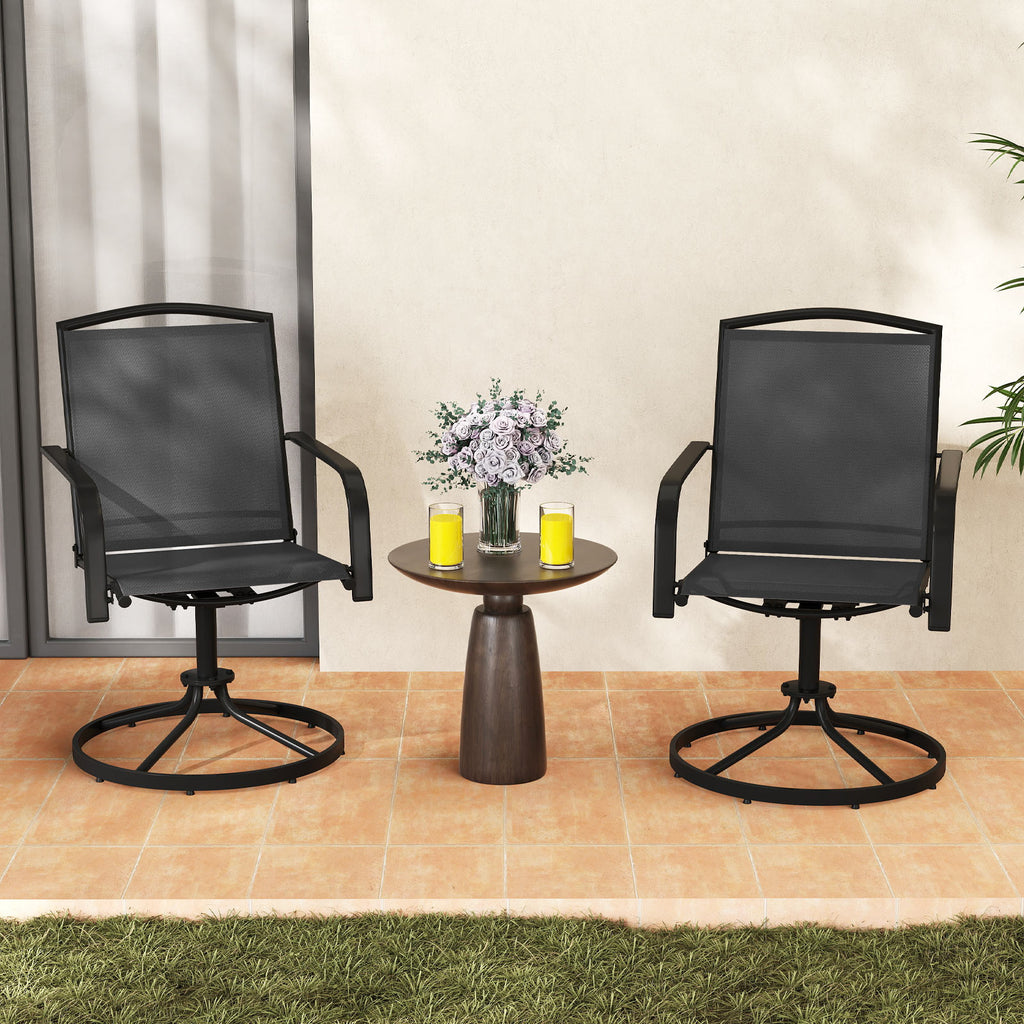 Outdoor Swivel Chairs Set of 2 with High Back and Breathable Seat