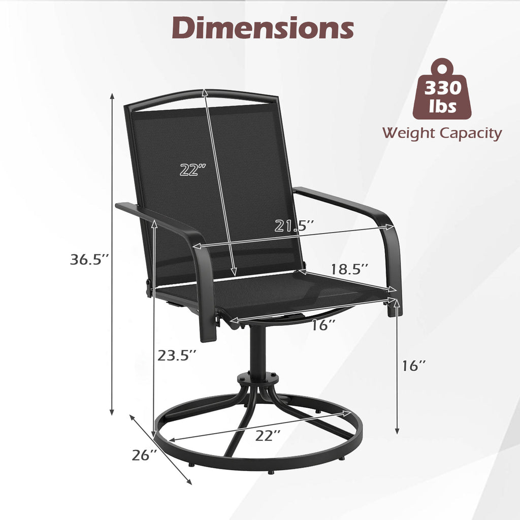 Outdoor Swivel Chairs Set of 2 with High Back and Breathable Seat